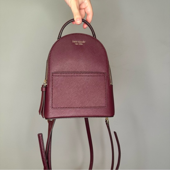 Kate Spade Cameron Mini Convertible Leather Backpack Cherrywood - Picture 7 of 10